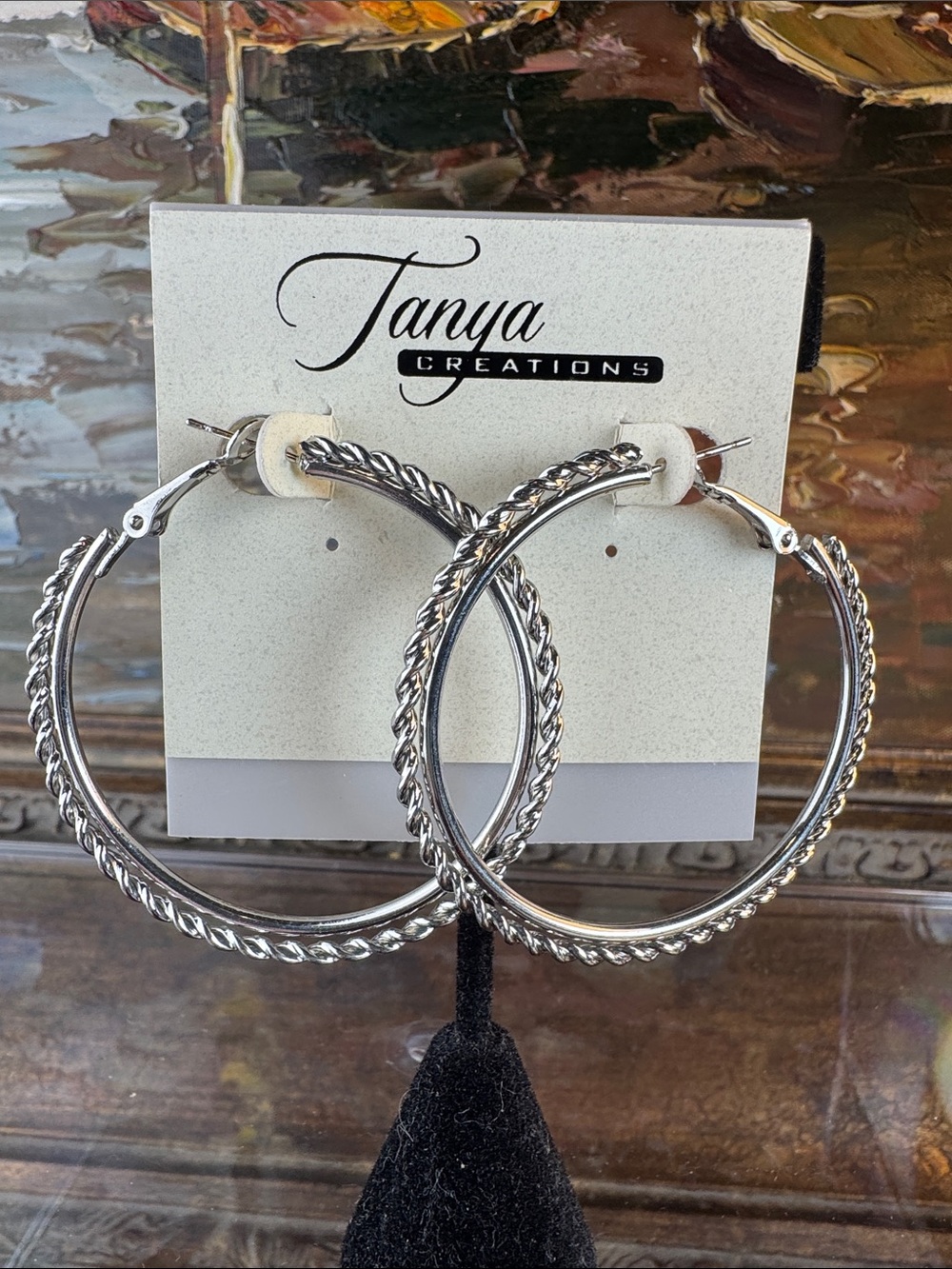0474-Silver Twisted Hoop Earrings
